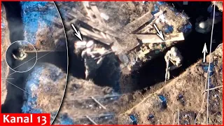 "Russians watching drone" - See how drone silences Russians firing at Ukrainian soldiers from trench