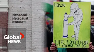 Protests erupt at Holocaust museum opening in Amsterdam over Israeli President's attendance