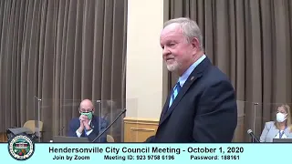 October 1, 2020 - Hendersonville City Council Meeting