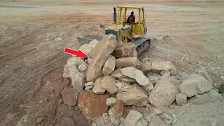 Part 62| Most Impressing Activity Dozer Pushing Rock Clearing Land Level, Dump Truck Unloading Rock