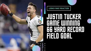 Lions Fan Reactions To Justin Tucker Game Winning 66 Yard Field Goal.