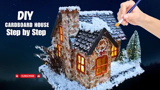 DIY Amazing Stone House using cardboard  | DIY Winter house | Christmas village @DIYAtelier