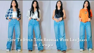 5 WAYS To Style Your Regular Wide Leg Jeans    #widelegjeans #styling #stylingtips