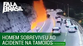 Homem que sobreviveu a explosão do caminhão na Tamoios dá detalhes do acidente