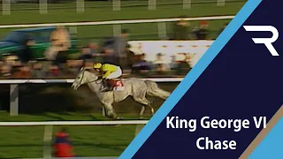 ONE MAN brings it home in style in the 1996 King George VI Chase from Rough Quest and Barton Bank