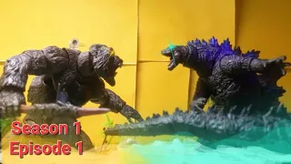 Godzilla vs. Kong on skull island, Season 1 Episode 1, an epic battle stop motion