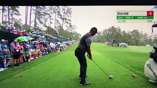 Jon Rahm is not too happy about his tee shot at The Masters