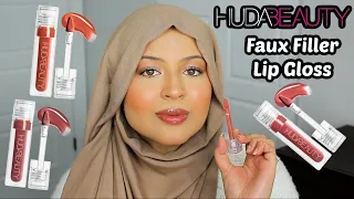 *NEW* HUDA BEAUTY FAUX FILLER SHINY LIP GLOSS REVIEW & TRY-ON ON MEDIUM/TAN SKIN! | NADIFA KARIN