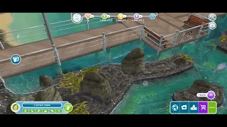 Game: "The Sims FreePlay" Hobby Selection: Snorkeling, Build Surfing Kiosk