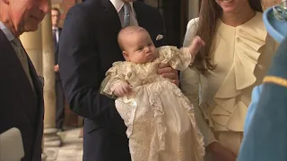 Britain's three-month-old future monarch, Prince George, was christened on Wednesday with water from