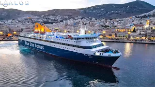 Blue Star Chios – Άφιξη και ρεμέτζο 3 λεπτών στη Σύρο! (Arrival at the port of Syros) | Aerial