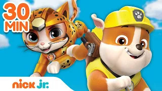 Rubble & Cat Pack Power Rescues! w/ PAW Patrol Skye & Coral | 30 Minute Compilation | Rubble & Crew