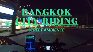 Night Riding Motorcycle Yamaha XMAX 300 To Downtown Bangkok City | Street Ambience