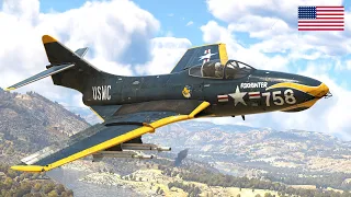 War Thunder: F9F-8 Cougar — 4 Kills — Realistic Battles