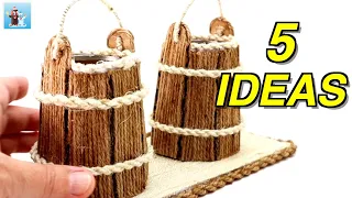 5 handcraft ideas for pencil holders from JUTE ROPE| Art and Craft Handicraft