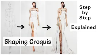 Fashion Croquis drawing Step by Step | Runway Pose | Fashion Illustration