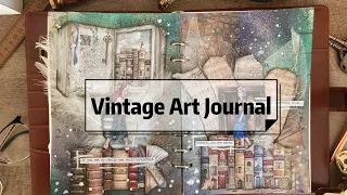 Stamperia "Vintage Library" scrapbook paper: Mix Media NO TALKING CALMING Art Journal