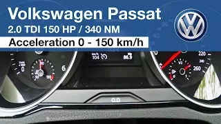 Volkswagen Passat B8 2.0 TDI 150 HP Acceleration 0 - 150 km/h