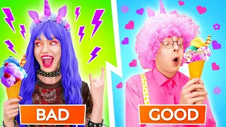 BAD UNICORN vs. GOOD UNICORN || Funny Food Challenge! If Unicorns Were People by 123 GO! FOOD