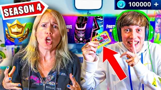 Kid Spends £1000 in *NEW* Fortnite Season 4 on Mums Credit Card (FULL Battle Pass UNLOCKED!!)