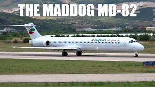 THE MADDOG McDonnell Douglas MD-82 Close-up Takeoff - Bulgarian Air Charter - Split Airport SPU/LDSP