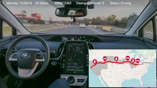 Anthony Levandowski (Pronto.ai) time lapse video of disengagement free 3099 mi drive across America