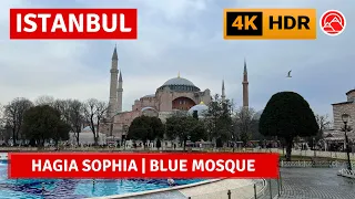 HDR 4K Istanbul 2023 Hagia Sophia - Blue Mosque Fatih District Walking Tour|4k 60fps