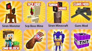 Siren Monster,SCP Minecraft,Guns Mod Minecraft,Thanos Minecraft,Lucky Block Minecraft