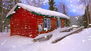 WINTER CAMPING in Blizzard -  Cozy Cabin in a SNOWSTORM