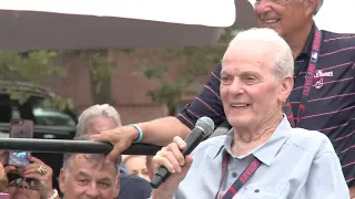 Cleveland Indians great Rocky Colavito gives speech as his statue is unveiled in Little Italy