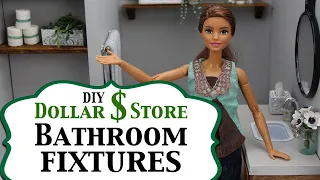 DIY- How to make: Dollar Store Doll Bathroom Fixtures - Dollhouse Bathroom Extras - Barbie Bathroom