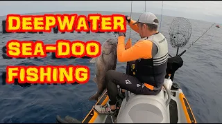 Deep water offshore Jet-ski fishing adventure, electric reel fishing at 1,300 feet deep.