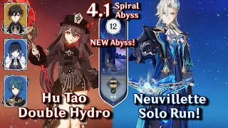 C0 Neuvillette Solo & C0 Hutao Double Hydro | Spiral Abyss 4.1 - Floor 12 9 Stars | Genshin Impact