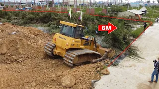 Incredible! Good Job!! Great Team work! Bulldozer SHANTUI push soil clear land with Heavy Dump truck