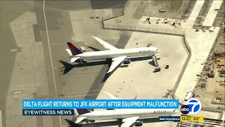 LAX-bound Delta flight makes emergency return to NYC after evacuation slide falls off plane