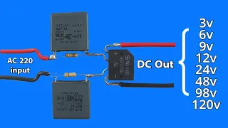 220 volt to 3v-6v-9v-12v-24v-48v-98v-120v dc led driver circuit without transformer