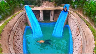 120 Days Building Water Slide To Private Underground Temple Swimming Pool
