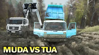 Dump Truck Tua VS Truck Muda 6X6 Menang Mana? Spintires Mudrunner