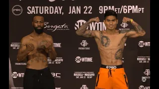 GARY RUSSELL JR ALMOST LOSES TITLE ON SCALES! | RUSSELL JR VS MARK MAGSAYO FULL WEIGH-IN