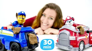 Los Paw Patrol lavan sus coches. Guardería Infantil de Ana en ¡Caja Mágica!