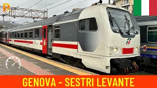 Cab ride Genova Piazza Principe - Sestri Levante (Italy, Liguria) - train driver's view in 4K