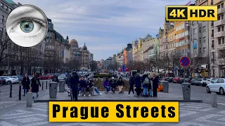 Evening Prague Walking tour from Vinohrady to Wenceslas Square 🇨🇿 Czech Republic 4K HDR ASMR