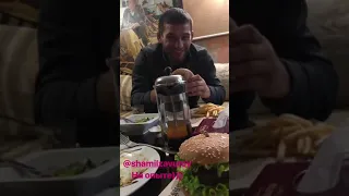 Khabib and his brothers with burger