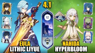 C0 Eula Lithic Liyue Team & C0 Nahida Hyperbloom | Spiral Abyss 4.1 Floor 12 9 Stars Genshin Impact