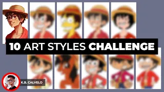 10 Art Styles Challenge ft. Monkey D. Luffy
