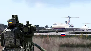 Russian soldiers trying to escape by Civilian Plane were shot by Ukrainian Anti-tank Launcher -ARMA3