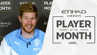KEVIN DE BRUYNE REACTS TO HIS GOALS! | Etihad Player of the Month | April 21/22