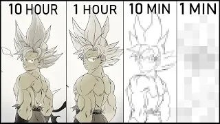 DRAWING ULTRA INSTINCT in 10 HOURS, 1 HOUR, 10 MINUTES & 1 MINUTE