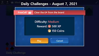 Microsoft Solitaire Collection | FreeCell - Medium | August 7, 2021 | Daily Challenges