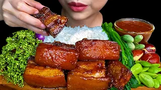 Braised Pork Belly, Spicy Fish Paste & White Rice * MUKBANG SOUNDS *